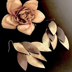 Elegant Gold and Purplish Copper Leaf Earrings